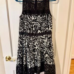 White House Black Market Black and White Fit and Flare Halter Mini Dress